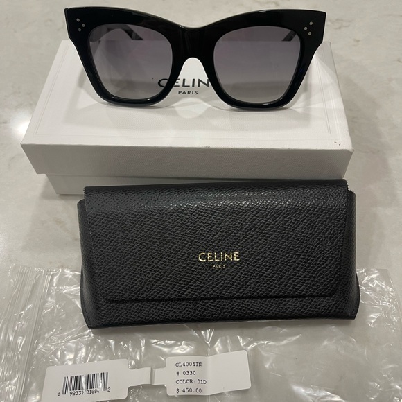 *Like New* Celine Black Shiny with Grey Polarized Lenses Cat-Eye Frame - Picture 4 of 8